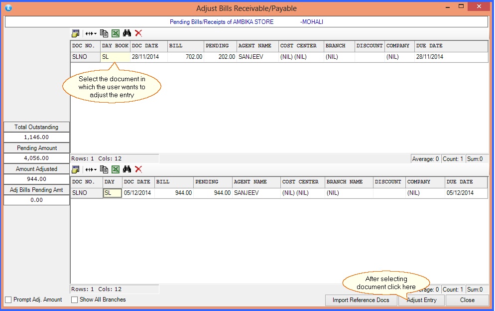 fmcg post dated cheque receipts adjust bills